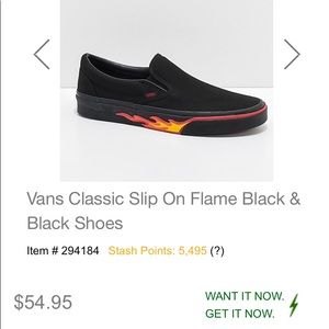 Vans Black Flame Slip Ons
